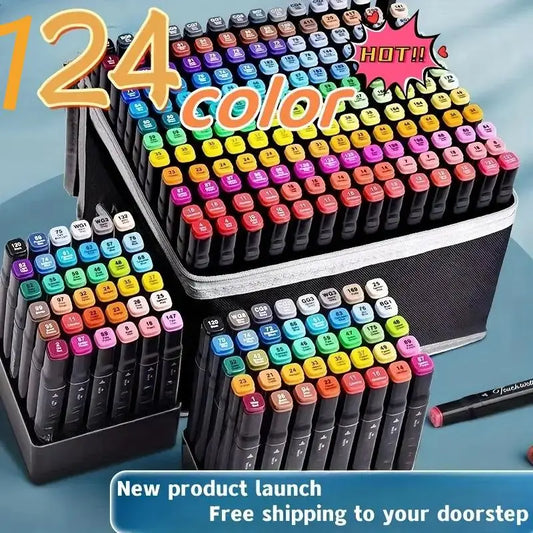 Essential Markers for Painting, 24 Colors / 48 Colors / 60 Colors / 168 Colors / 262 Colors Alcohol-Based Markers, Bold Artist Markers, Painting Art Markers, Dual-Tip Markers, Dual-Tip Brush-Type 168-Color Alcohol-Based Marke