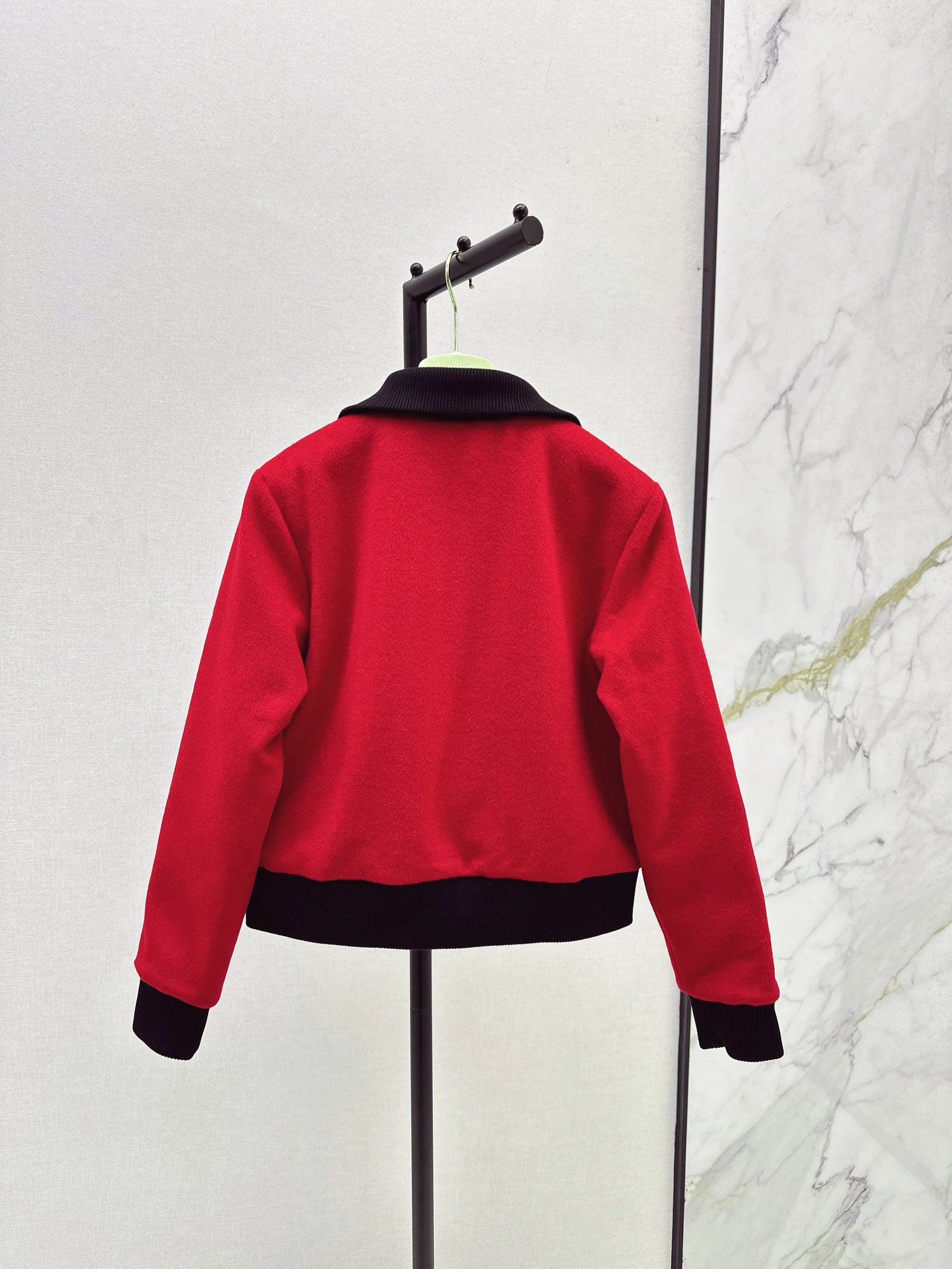 2025 Autumn/Winter New Woolen High Collar Jacket Cotton Jacket Wool Material Flip Collar Short Design 477