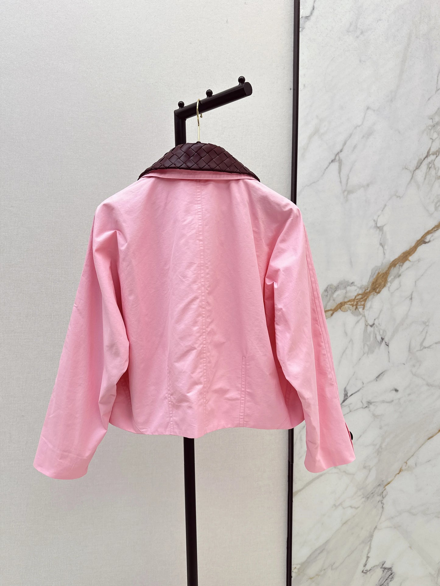 2025 Early Autumn Latest Custom Woven Leather Lapel Jacket Windbreaker Coat 251