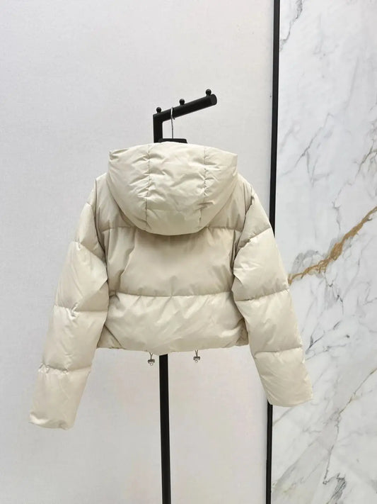 25th Autumn-Winter Latest Short-Sleeved Hooded Cotton Coat for Women - Versatile Trendy Blazer for All Occasions