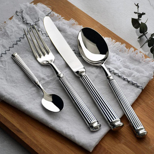 Europe Silver Luxury Fashion Cutlery Set 18/10 Stainless Steel Creativity Gift Roman Column Flatware 304 Drop Shipping