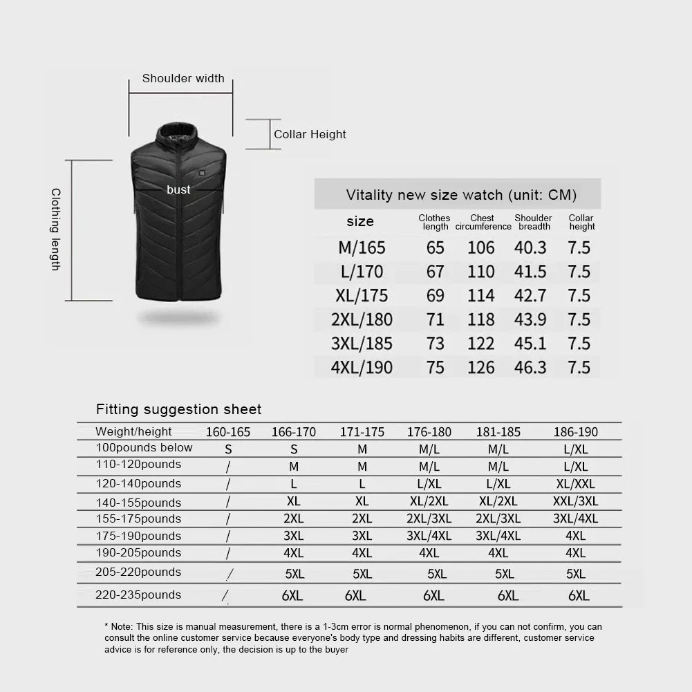 21 Women 9 Areas Heated Vest USB Charging Heated Jacket Washed Keep Warm Hiking Vest Winter Fishing Skiing Vest Heated Coats