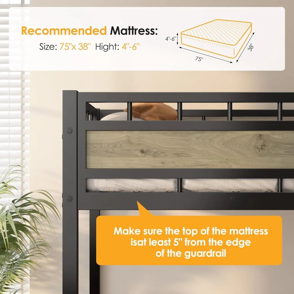Twin Size Loft Bed with Stairs & Storage - Sturdy Metal Frame, Space Saving Design for Teens & Small Rooms