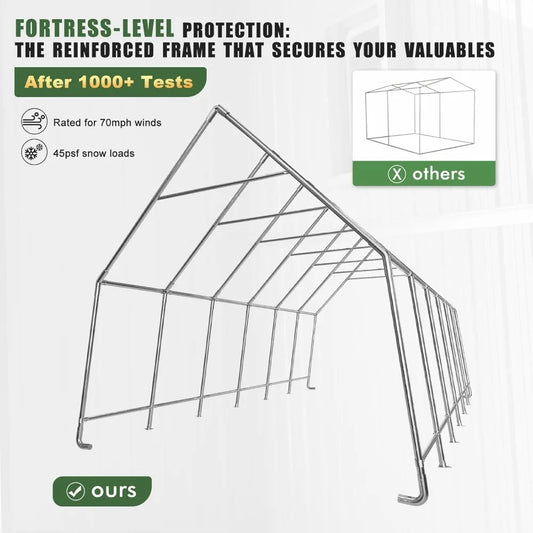 Portable Garage, 13 x 24 FT Heavy Duty RV Carport Canopy, Reinforced Steel A-Frame Truck Ports, Weatherproof All-Cover Outdoor M