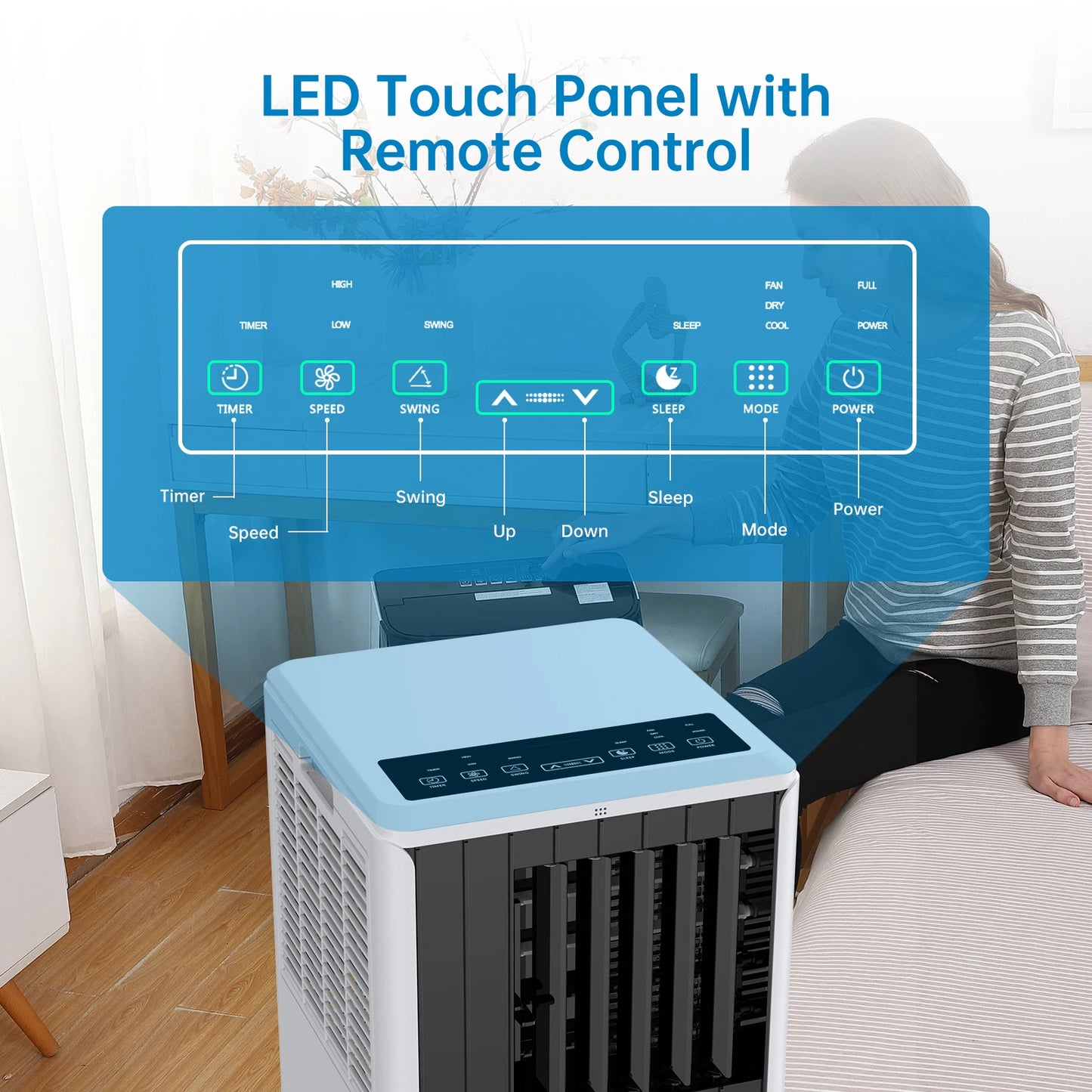 Portable Air Conditioners 8000 BTU, 3-In-1 AC Cooling Unit, 2 Speeds, 24H Timer, Low noise, Quick installation For Room Office