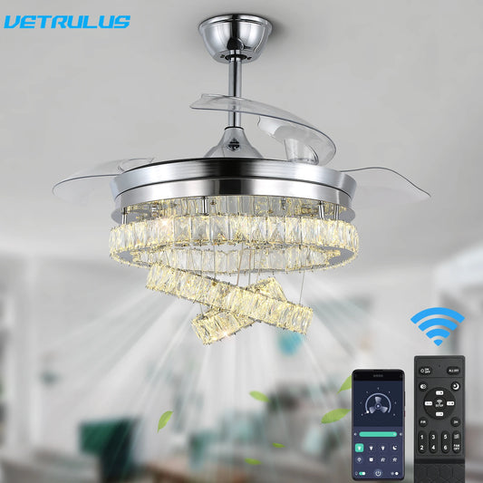 Modern Ceiling Fan Led Light Remote Control Living Dining Room Ceiling Fan Lamp Chandelier Indoor Decor Fixture BLDC Intelligent