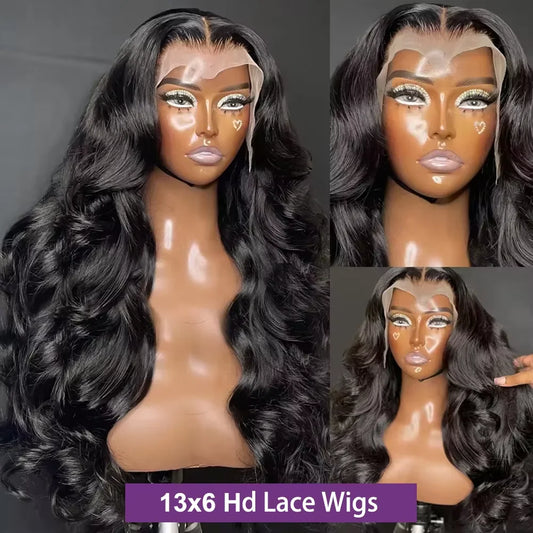 40 44 Inch Raw Wet And Wavy HD Lace Frontal Wig 13x4 13x6 200Density Black Pre Plucked Body Wave Lace Front 100% Human Hair Wigs