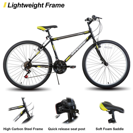 Hiland 24 26 inch Mountain Bike for Men Women, 21 Speeds High-Carbon Steel Frame, Sport Cycling MTB Bicycle for Adult