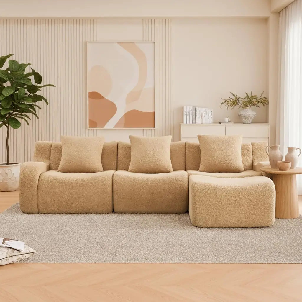 115" Modular Boneless Sectional Sofa, L-Shape Boneless Couch for Living Room and Apartments, 32D High Density, Customized