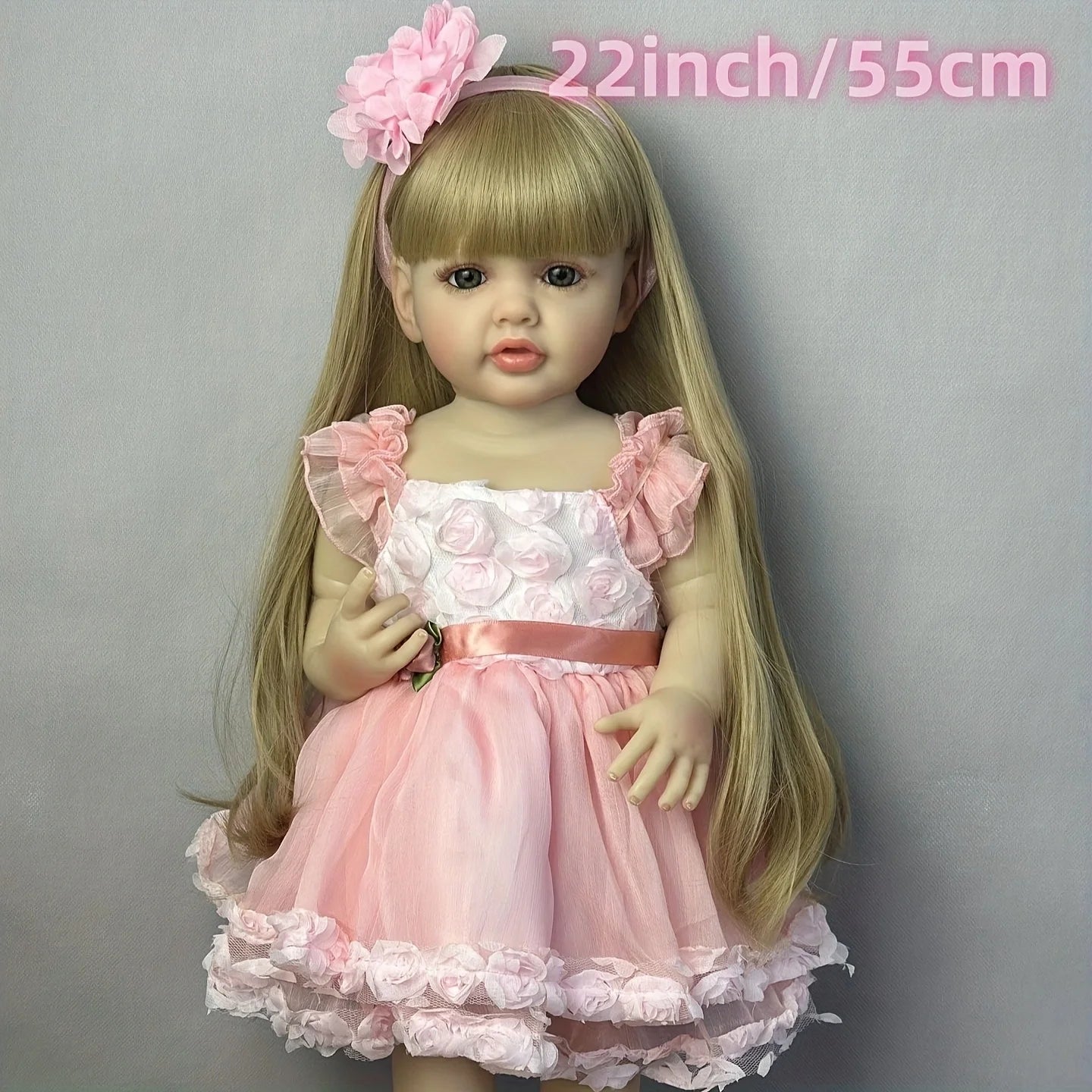 1pc 22in/55cm Reborn doll, teen full body soft vinyl lifelike can stand Princess Girl Doll Teen Babe Teen birthday gift
