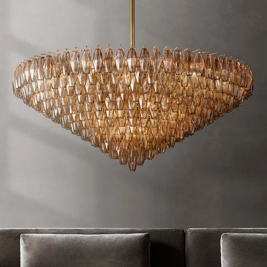 Luxury American Glass Chandelier Ceiling Light Modern Chandeliers for Living Room Pendant Lights Lustre Salon Dining Table Set