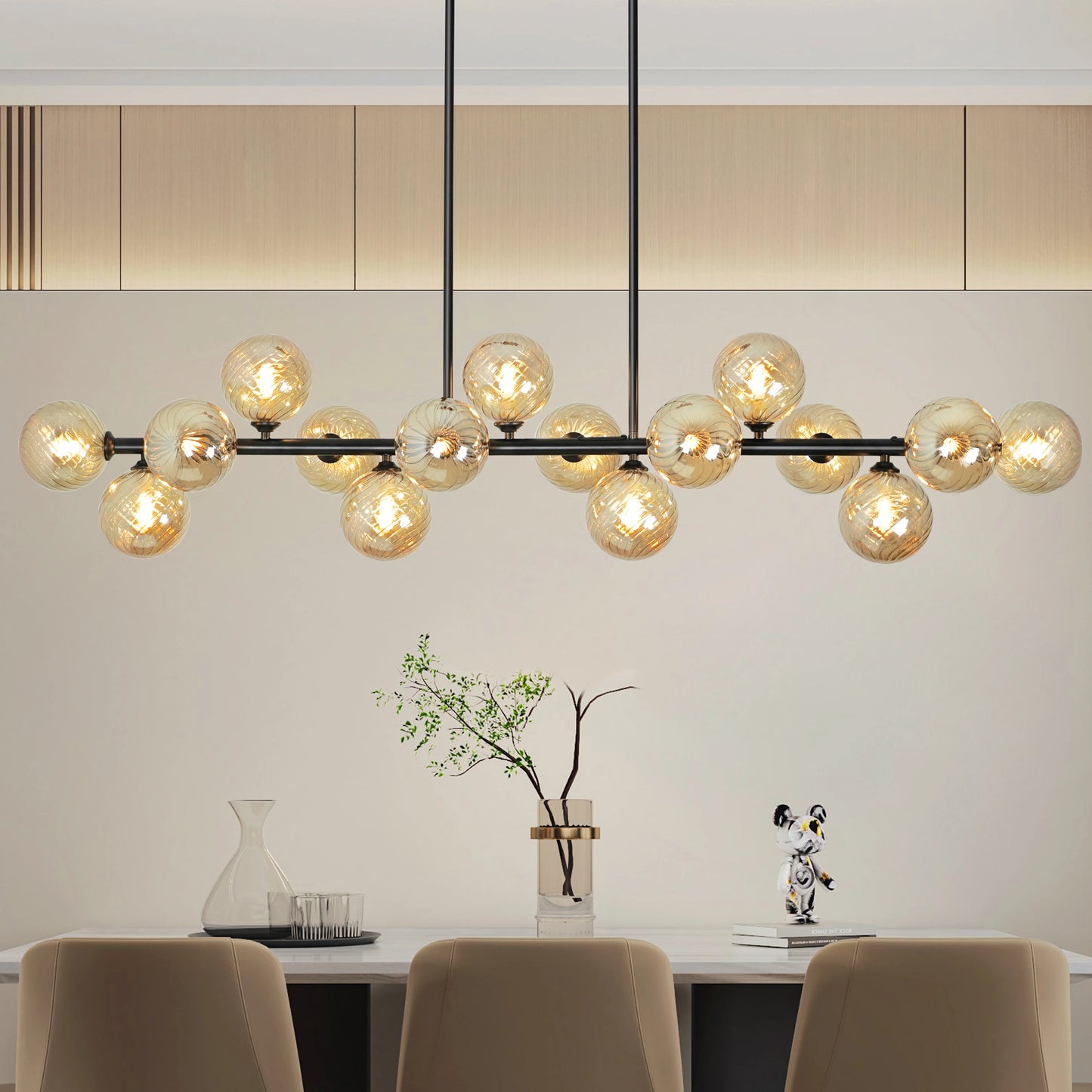Mid Century Modern Chandelier 16-Lights Sputnik Chandelier 54in Chandelies for Dining Room Kitchen Isalnd Lighting