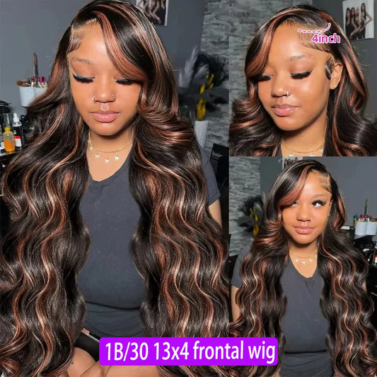 1b30 Black Brown Lace Front 13x4 Body Wave Wigs P427 Highlight Ombre 100% Human Hair 13x6 HD Lace Frontal Blonde Colored Wig