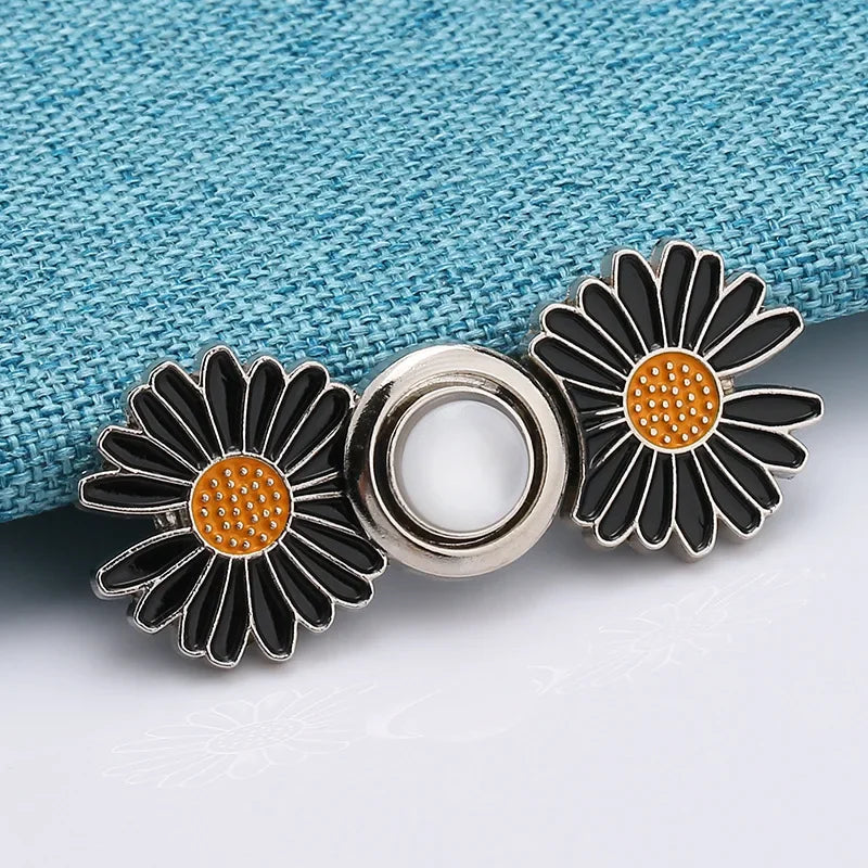 Detachable Pant Waist Tightener Pearl Flower No Sew Waist Buckles for Loose Jeans Dress Fit Instant Pants Button Pins Tightener