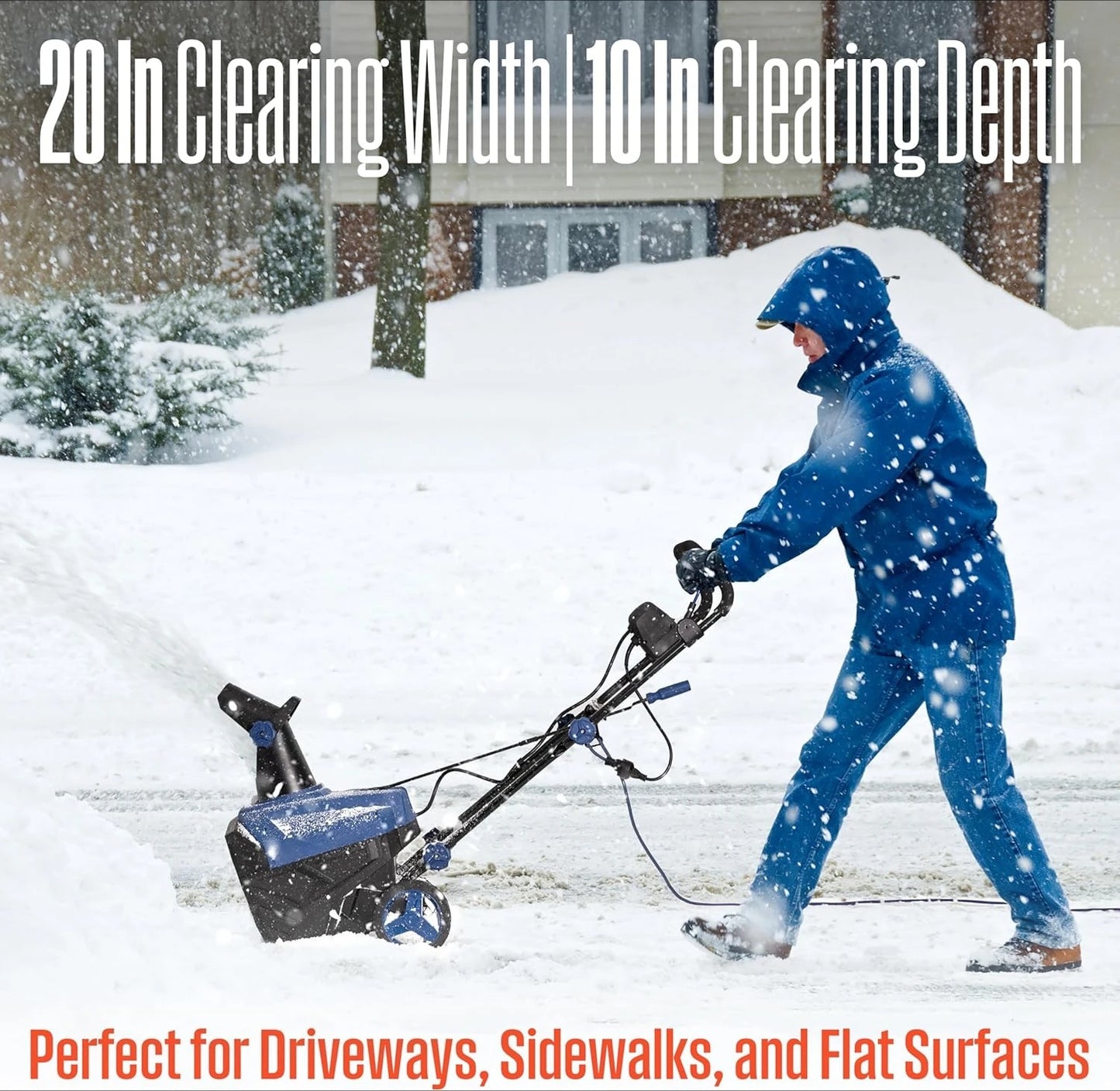 ZZH Snow20 Corded Snow Blower 20 Inch, Steel Auger, Dual LED Lights, 1800 Watt Motor, Electric Snow Blower with 25ft Throwing