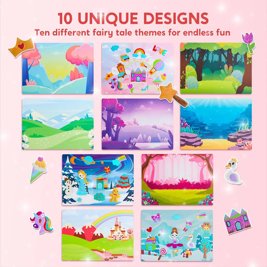 JOYFY Foil Art Kit Arts & Crafts Supplies Mess Free Coloring Foil Foam Stickers Creative Travel Toys for Kid Birthday Gifts