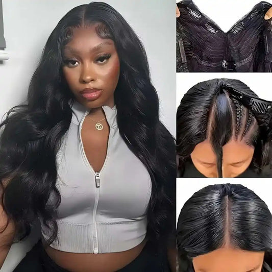 V Part Wigs Human Hair Body Wave Glueless Wigs Human Hair 100% Half Wigs With Clip In 5X5 Hd Lace Closure Wig Beginner Friendly