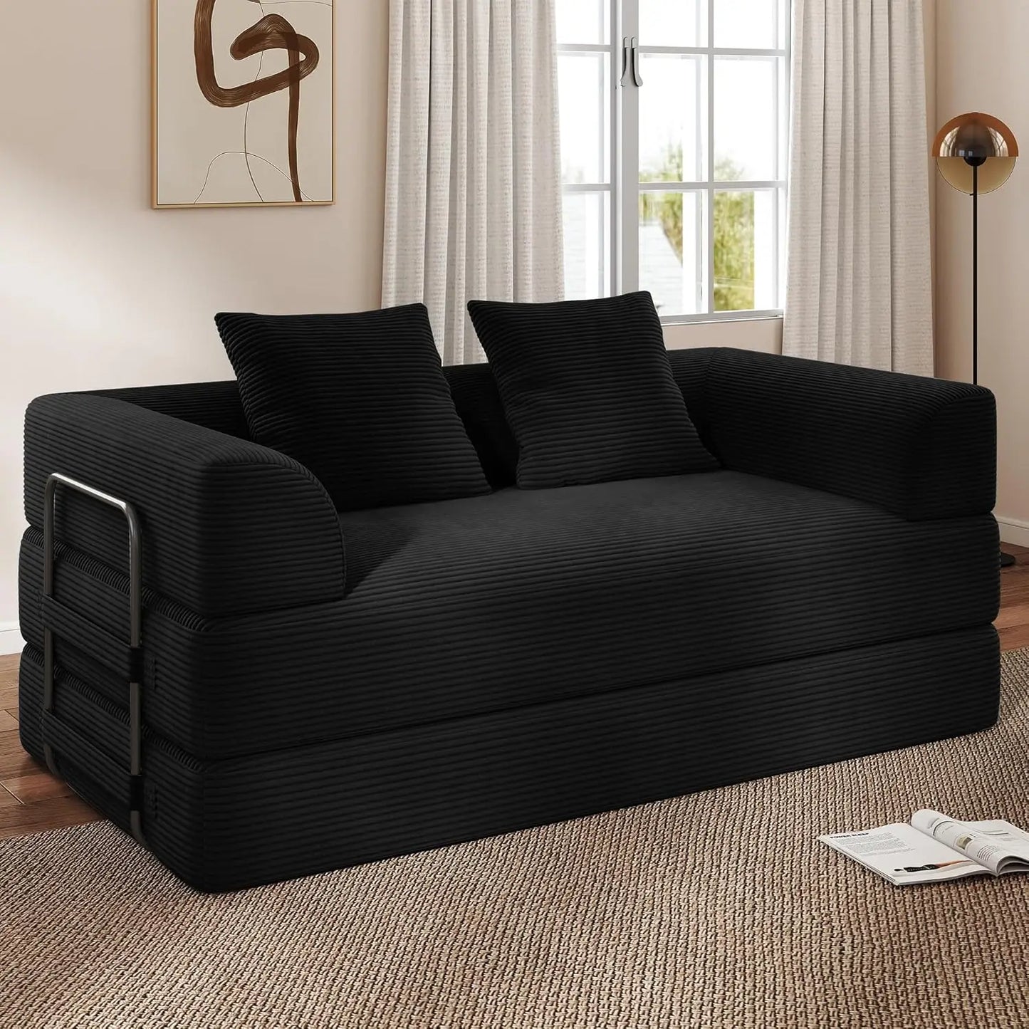 70" Cloud Convertible Floor Sofa Bed, 4-in-1 Foldable Compressed Loveseat Lounge Sleeper, 2-Seater Couch, Customized