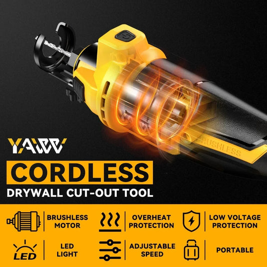 Wireless Drywall Cut-Out Tool with 3-Speed Adjustable Brushless Rotary Saw, Up to 30000 RPM, Compact Spiral Design for 20V Batte