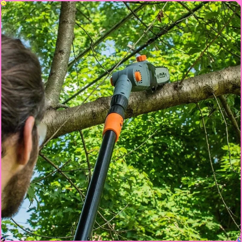 10" 8-Amp Corded Electric Pole Saw - Adjustable Saw Head, Oregon Blade and Chain, Easy Storage