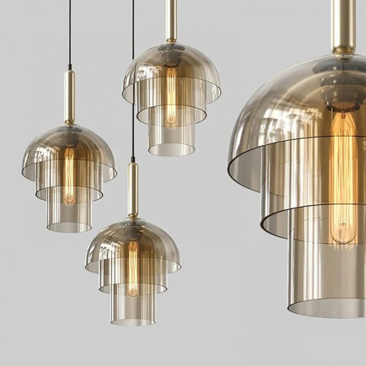 Modern LED Vintage Art Champagne Chandeliers Glass Pendant Lamp Restaurant Living Room Aisle Bar Decor Hanging Lighting Fixtures