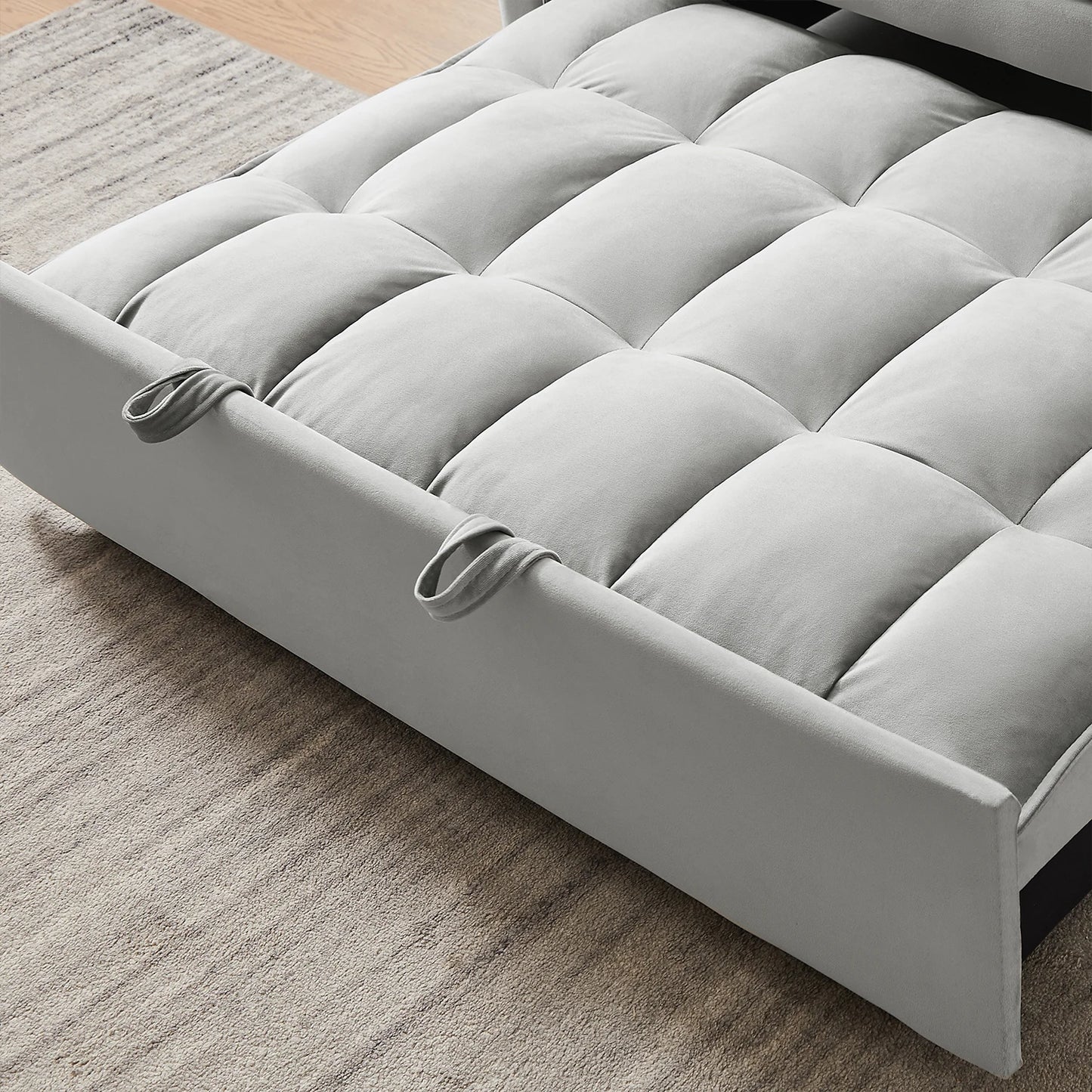 55" Velvet Convertible Queen Sleeper Sofa, Modern Tufted Back Design for Space-Saving Comfort