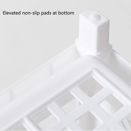 Double Layer Desk Organizer - Plastic Makeup Storage Shelf for Office/Bathroom/Kitchen | Vanity Shelf Cosmetic Display Rack