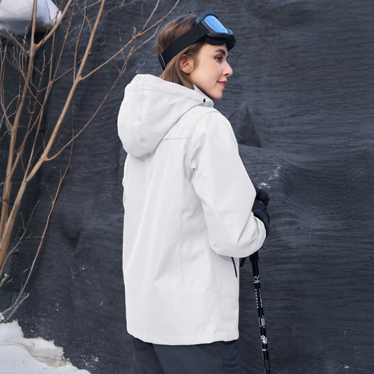 Women's 3-IN-1 Jackets Waterproof Fleece Jacket Outdoor Windproof Skiing Snowboarding Coat Hiking Jackets Parka Hodded Coats