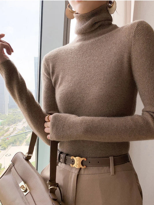 2025 Women Sweater Autumn Winter Long Sleeve Turtleneck Pullovers Warm Bottoming Korean Fashion Sweater Knitwear Soft Jumpers