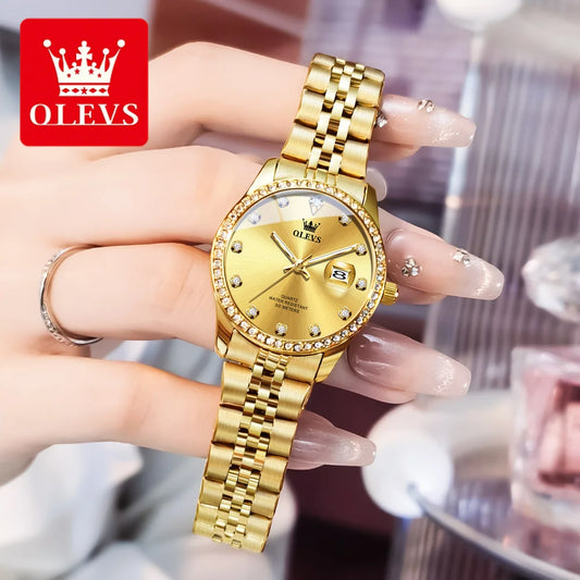 OLEVS 3629 Top Luxury Brand Women Watch Classic Business Calendar Waterproof Luminous Watch Elegant Diamond Women Quartz Watch