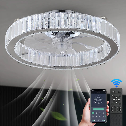 VETRULUS Led Ceiling Fan Lamp With Remote Control Living Room Lighting Crystal Chandeliers Decoration Home Luxury Hanging Light