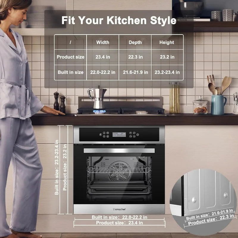 24" Built-in Electric Ovens with 11 Functions, 2800W, 240V, 2.5Cu.