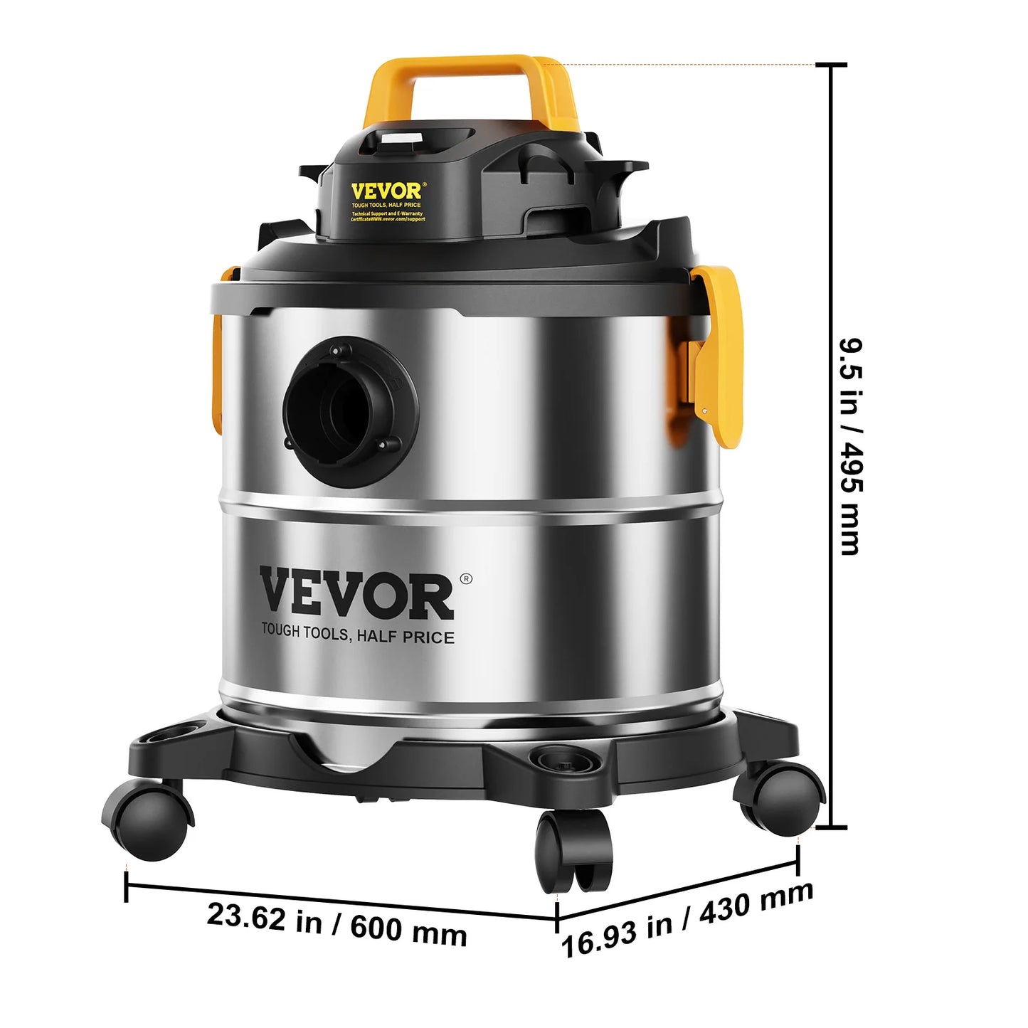 SucceBuy Stainless Steel Wet Dry Shop Vacuum Wet Dry Vac Powerful Suction Small Shop Vac Perfect for Carpet Debris Pet Hair