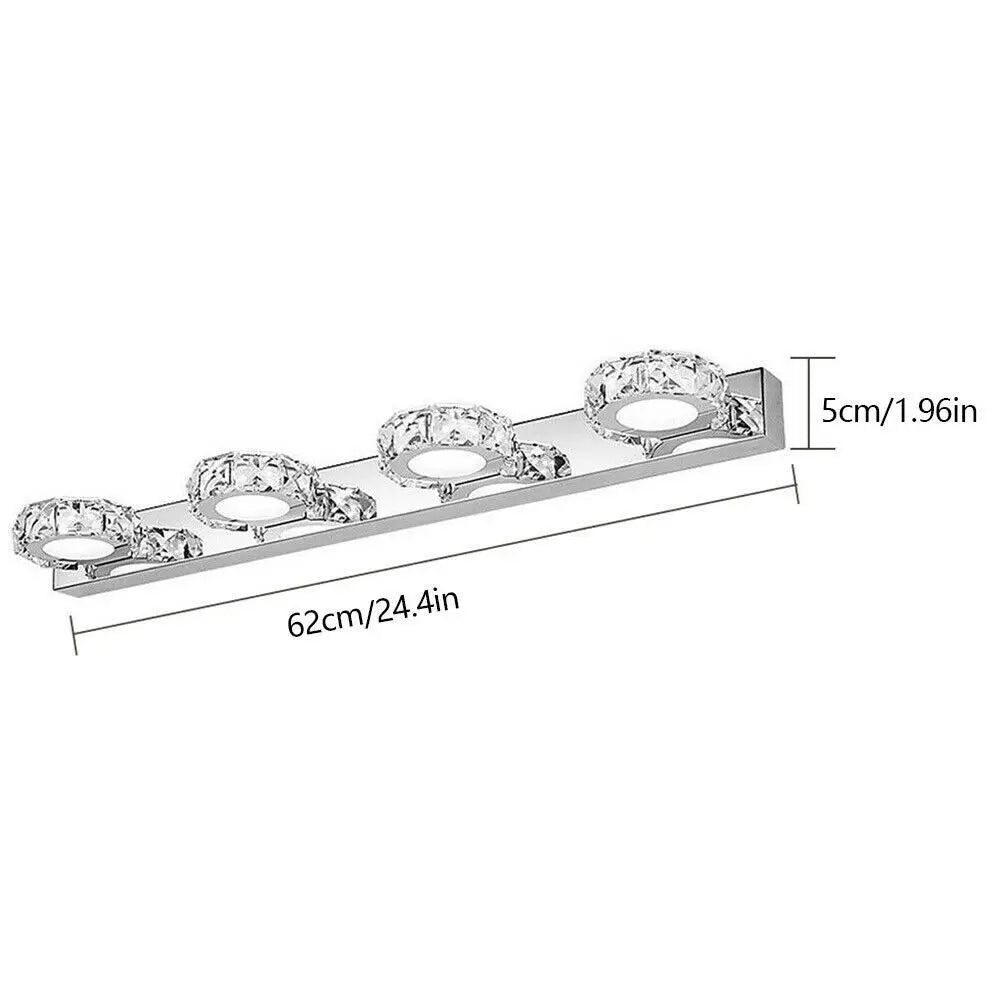 Modern LED Crystal Mirror Light Front Wall Lamp, 6000-6500K Cool White Bathroom Vanity Light Fixture Bathroom/Vanity Wall Sconce