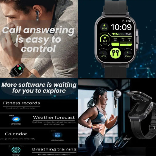 D8 2-In-1 Smartwatch with Headphone 2" Bt Call NFC Sleep Monitor Smart Watch Earbuds Compatible With iPhone Android 2025