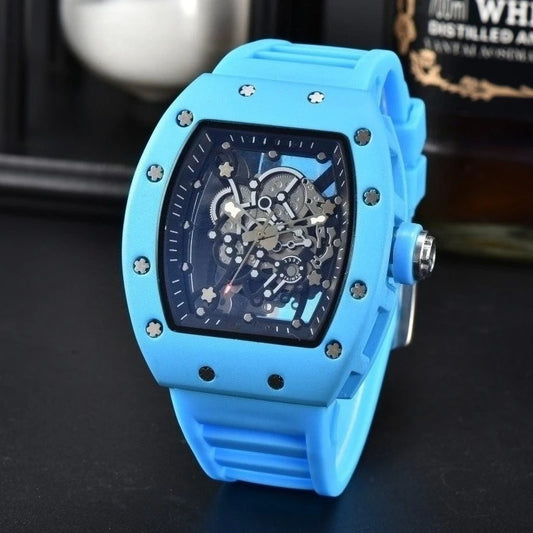 Original Luxury Watch Men with Transparent Crystal Dial Fashion Single Date Calendar High Quality Versatile Wristwatch Modern