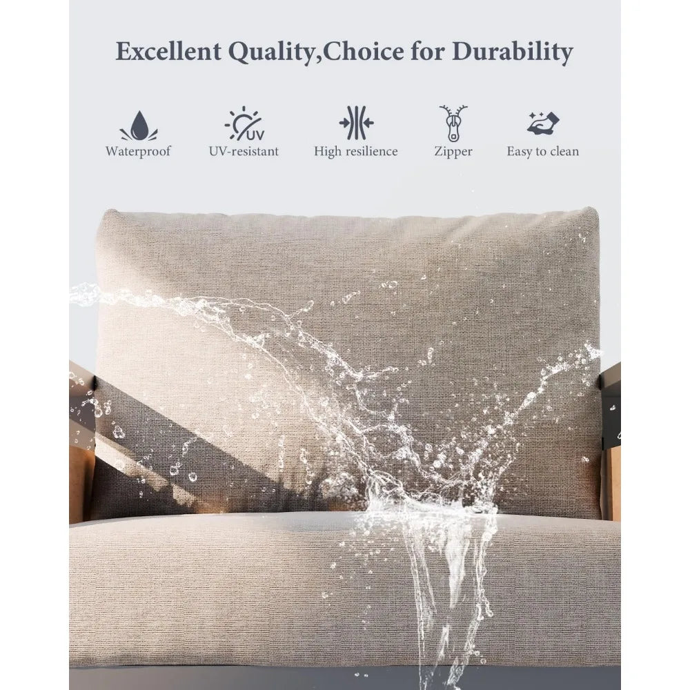 Aluminum Outdoor Patio Furniture - 2 Pcs Armchair, All-Weather Metal Modern Outside Furniture with Washable Thick Cushion