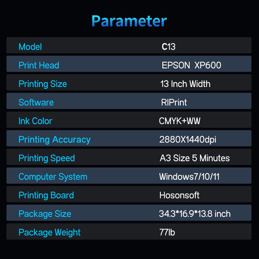 EU/US StockA3 XP600 DTF Printer A3 DTF Printer XP600 Directy Transfer Film Printing machine For Jean Hat Printer DTF Printer