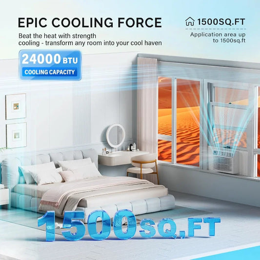 ROVSUN Smart 24000BTU Window Air Conditioner with WiFi, Energy Saving Window AC Unit with Remote & App Control & Timer