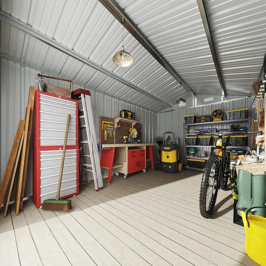 10 x 12FT Outdoor Storage Shed with Double Hinged Large Door Utility Garden Shed with Lockable Door & Sloped Roof