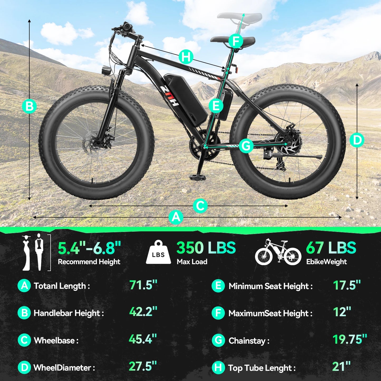 1000W Motor Electric Bicycle, 48V 13Ah Removable Battery, 26MPH, 50 Miles Electric Bike, 24*4 Inch Fat Tire Snow E-bike