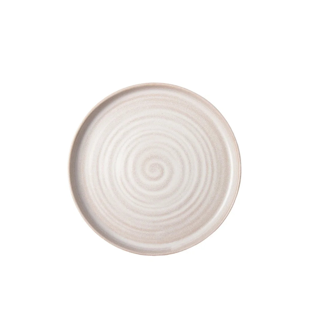 2 Pack Round Stoneware Salad Plates Dishwasher Microwave Safe Reactive Finish Unique Hand-Thrown Look Durable Dining Tableware