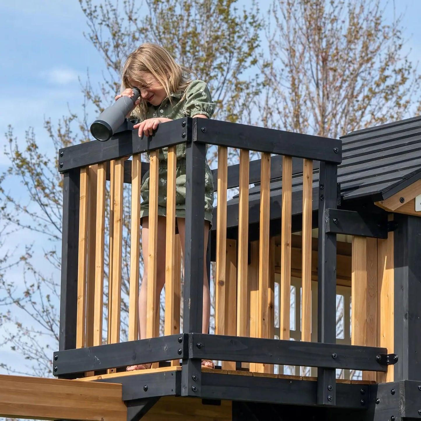 Rosewood Falls Cedar Wood Swing Set with Monkey Bars, Clubhouse, Crow's Nest, Play Kitchen, Wave Slide, Rock Wall, Belt Swings,