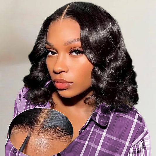 Wear And Go Glueless Bob Wig Human Hair Short Body Wave Lace Front Wigs Pre Cut Brazilian Hair 4X4 Hd Lace Closure Wig For Women