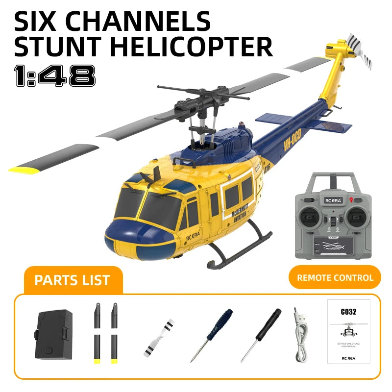 UH-1 C032 2.4G Remote Control Helicopter Six Channel Six Axis Gyroscope One Click Inverted Aerobatic Helicopter Toy Gift