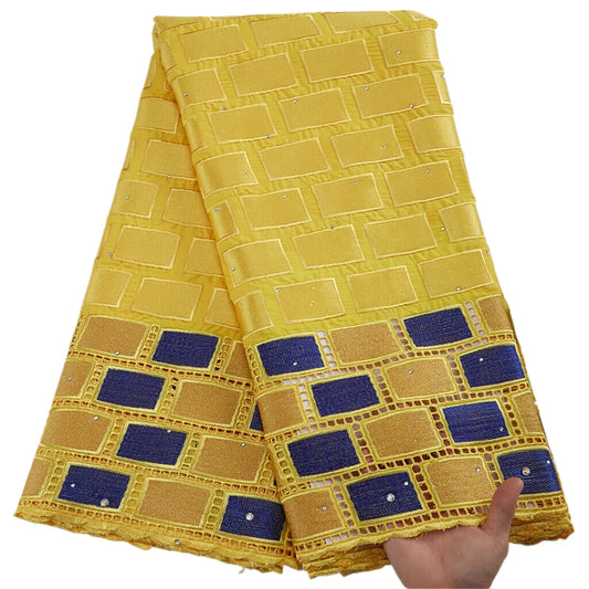 2025 Nigerian Embroidered Cotton Lace Fabric High Quality 5 Yards African Lace Fabric Swiss Voile Lace Wedding Dress for Women