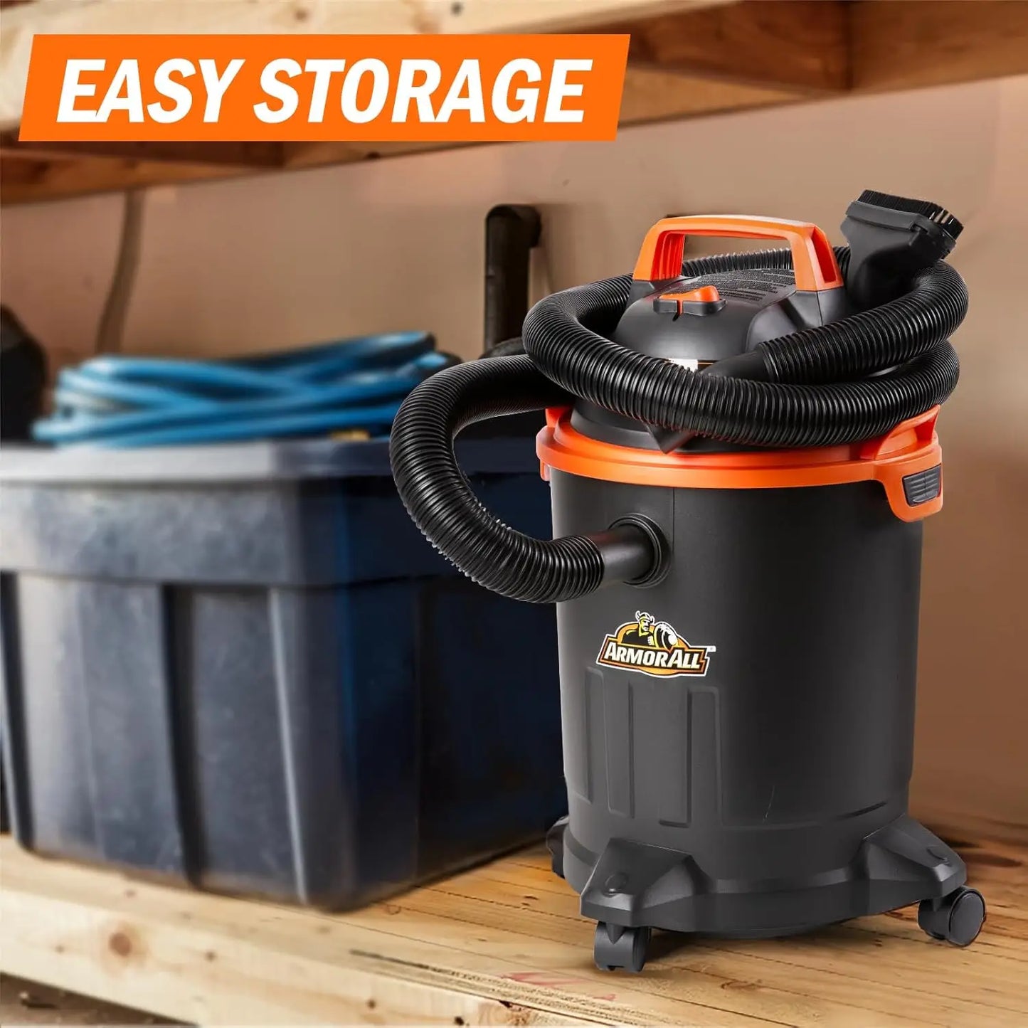 4 Gallon Wet/Dry Vacuum with Powerful Suction, Nozzles & Brush for Home and Workshop