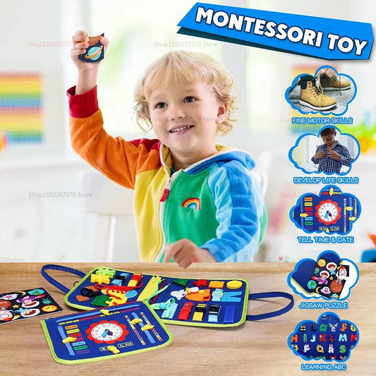 Toddler Busy Board for Montessori Sensory Toys Early Education Learning Fine Motor Skills Preshool Toddler Busy Book for Kids