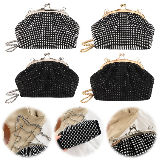 Women Evening Clutch Bag Fashion Rhinestones Evening Bags Stylish Crossbody Bag Sparkly Top Handle Purse Wedding Party Bag
