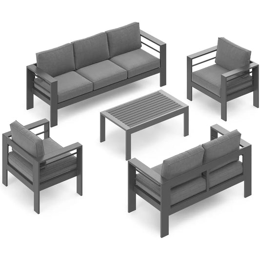 Outdoor Patio Sectional Set with Cushioned Seating for Conversation Area